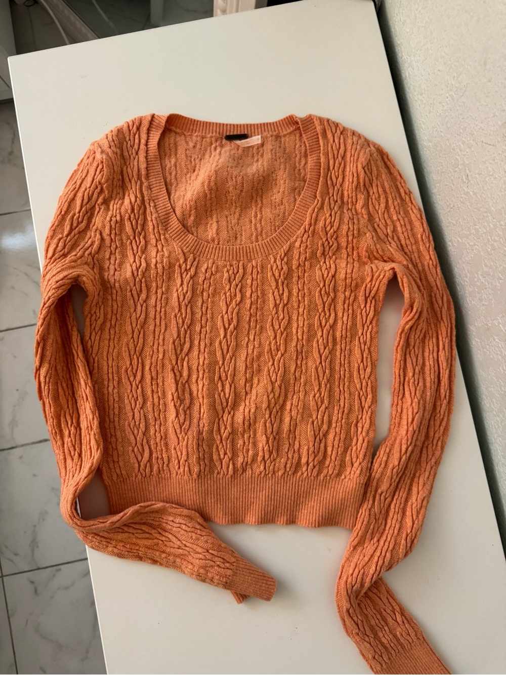 Free People Orange Cable Scoopneck Knit Sweater